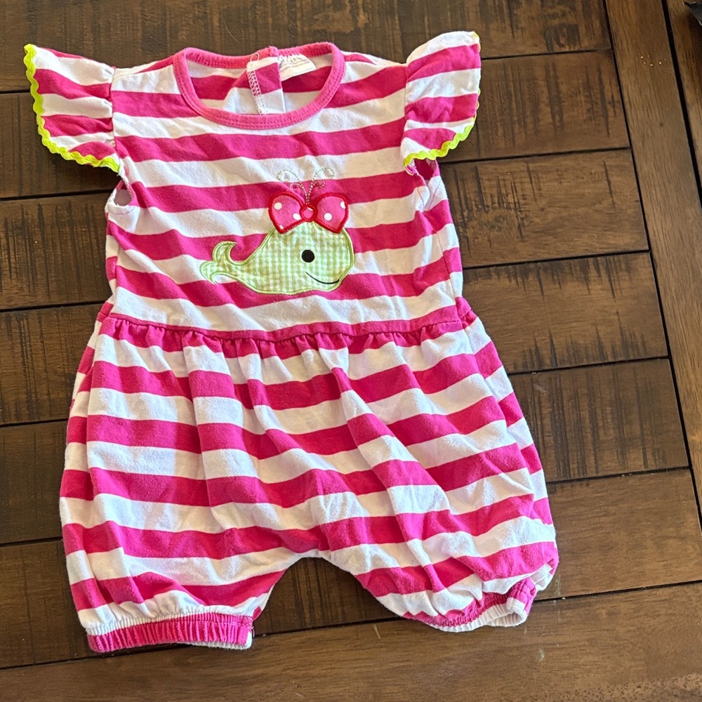 Pink and White Striped Toddler Romper